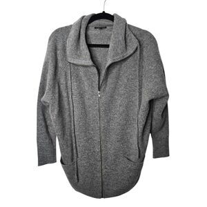 Eileen Fisher Cardigan Sweater Women's XS Gray Cowl Neck Full Zip Dolman Sleeve
